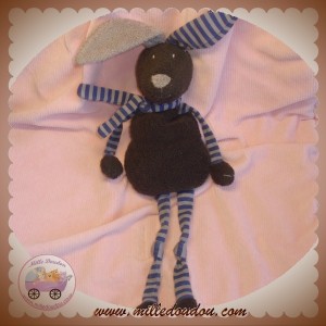 BOUT'CHOU MONOPRIX SOS DOUDOU LAPIN NOIR MARRON RAYE BLEU