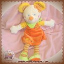 MOTS D'ENFANTS SOS DOUDOU SOURIS ORANGE JAUNE ROBE