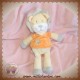 NICOTOY SOS DOUDOU LION ECRU JAUNE T-SHIRT ORANGE 