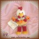 DOUDOU ET COMPAGNIE POULE POUPILOU BLANCHE ORANGE MOUCHOIR