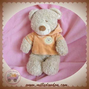 NICOTOY SOS DOUDOU OURS BOUCLETTE BEIGE SWEAT ORANGE