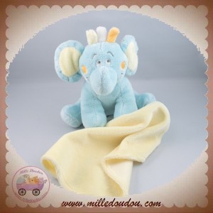 KIMBALOO SOS DOUDOU ELEPHANT BLEU MOUCHOIR JAUNE 