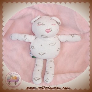 VERTBAUDET DOUDOU OURS ROSE ETOILE NUAGE SOS