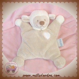 NATTOU SOS DOUDOU MOUTON QUASI PLAT BEIGE COEUR HOCHET