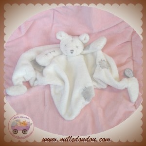 DIMPEL SOS DOUDOU OURS PLAT BLANC CARRE GRIS CHARLOTTE DIMA