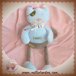 NOUNOURS SOS DOUDOU CHAT OURS PIRATE BLEU TAUPE