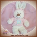 TEX SOS DOUDOU LAPIN BLANC PULL ROSE FLEURS