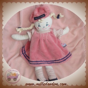 SUCRE D'ORGE SOS DOUDOU POUPEE FILLE BLONDE ROBE ROSE