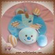 AJENA SOS DOUDOU LAPIN PLAT BLEU FLEUR RAYE ORANGE