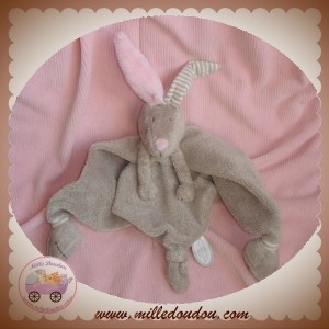 DIMPEL SOS DOUDOU LAPIN PLAT GRIS TAUPE ROSE LILOU DIMA