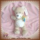 NICOTOY SOS DOUDOU OURS ECRU RAYE BEIGE ECHARPE VERTE NEUF