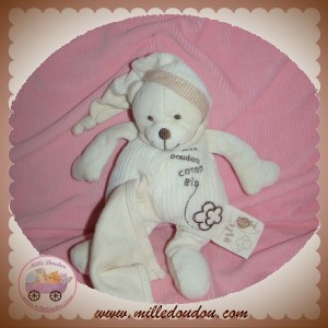 BABYNAT SOS DOUDOU OURS BLANC BIO FLEUR MOUCHOIR