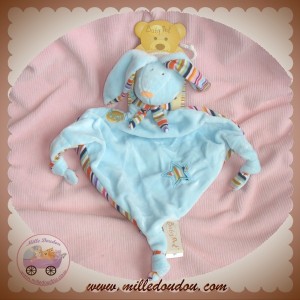 BABYNAT BABY NAT SOS DOUDOU LAPIN PLAT LOSANGE BLEU ETOILE 