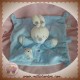 NICOTOY DOUDOU LAPIN ECRU PLAT BLEU ABC ATTACHE TETINE SOS