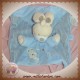 NICOTOY DOUDOU LAPIN ECRU PLAT BLEU ABC ATTACHE TETINE SOS