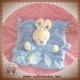 NICOTOY DOUDOU LAPIN ECRU PLAT BLEU ABC ATTACHE TETINE SOS