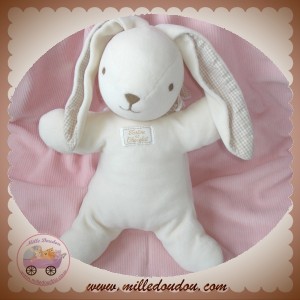 TARTINE ET CHOCOLAT SOS DOUDOU LAPIN BLANC ECRU BEIGE VICHY