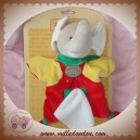 BABYNAT BABY NAT SOS DOUDOU ELEPHANT MARIONNETTE ROUGE JAUNE MOUCHOIR 9