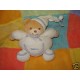 TAKINOU DOUDOU PELUCHE OURS BOULE BLANC LISERET MAUVE