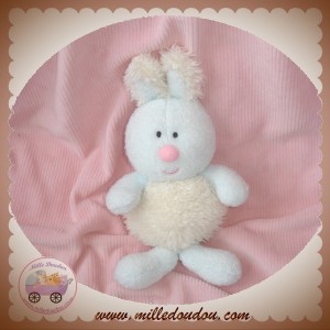 LUMINOU SOS DOUDOU LAPIN POIL ECRU FLUORESCENT BLEU