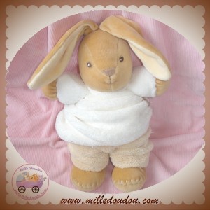 KALOO SOS DOUDOU LAPIN BEIGE HAUT BLANC PANTALON BEIGE PLUME FURE