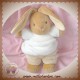 KALOO SOS DOUDOU LAPIN BEIGE HAUT BLANC PANTALON BEIGE PLUME FURE