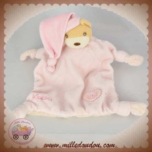 KALOO DOUDOU OURS BEIGE PLAT ROSE VELOURS PLUME COEUR SOS