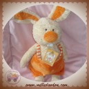 ANNA CLUB PLUSH DOUDOU LAPIN LUCAS ECRU SALOPETTE ORANGE