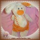 ANNA CLUB PLUSH DOUDOU LAPIN LUCAS ECRU SALOPETTE ORANGE