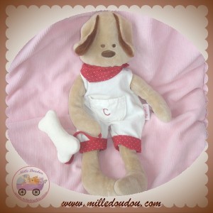 COROLLE SOS DOUDOU CHIEN BEIGE SALOPETTE BLANC OS 