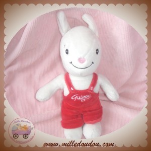 GUIGOZ SOS DOUDOU LAPIN BLANC SALOPETTE ROUGE