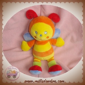 POMMETTE SOS DOUDOU ABEILLE PAPILLON JAUNE ORANGE BLEU