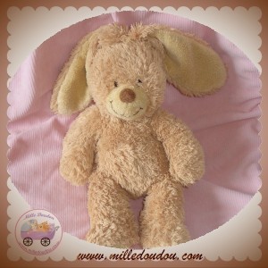 NICOTOY DOUDOU LAPIN BOUCLETTE BEIGE MARRON 25 cm