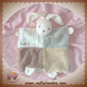 KALOO SOS DOUDOU LAPIN PLAT ECRU CARRE DE CHOCOLAT SABLE