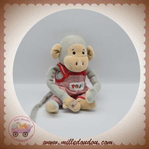 AJENA SOS DOUDOU SINGE POPI GRIS NOUNOURS 25 cm