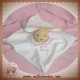 DOUDOU ET COMPAGNIE LAPIN PLAT ECRU BRODERIE ROSE