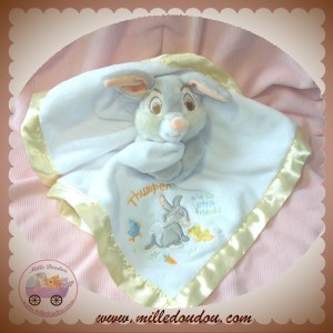 DISNEY SOS DOUDOU LAPIN PAN PAN GRIS MOUCHOIR BLANC SATINEE