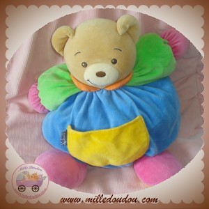 KALOO SOS DOUDOU OURS BEIGE BOULE BLEU POCHE JAUNE