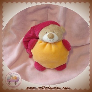 NATTOU SOS DOUDOU OURS BEIGE CORPS ORANGE ROSE FUSHIA