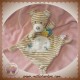 NICOTOY SOS DOUDOU OURS PLAT ECRU RAYE BEIGE OISEAU