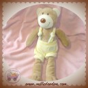 ANNA CLUB PLUSH DOUDOU OURS BEIGE SALOPETTE JAUNE HOBIE SOS