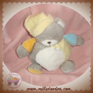 KIMBALOO SOS DOUDOU OURS BOULE GRIS JAUNE BONNET DORMEUR