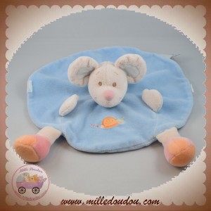 NATTOU SOS DOUDOU SOURIS LUNA ECRU PLATE RONDE BLEU ESCARGOT