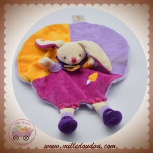 BABYNAT BABY NAT SOS DOUDOU LAPIN ECRU PLAT OVAL JAUNE ROSE VIOLET