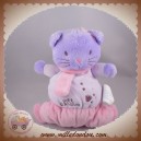 KIMBALOO DOUDOU CHAT VIOLET QUASI PLAT ROSE ETOILES FLEURS SOS