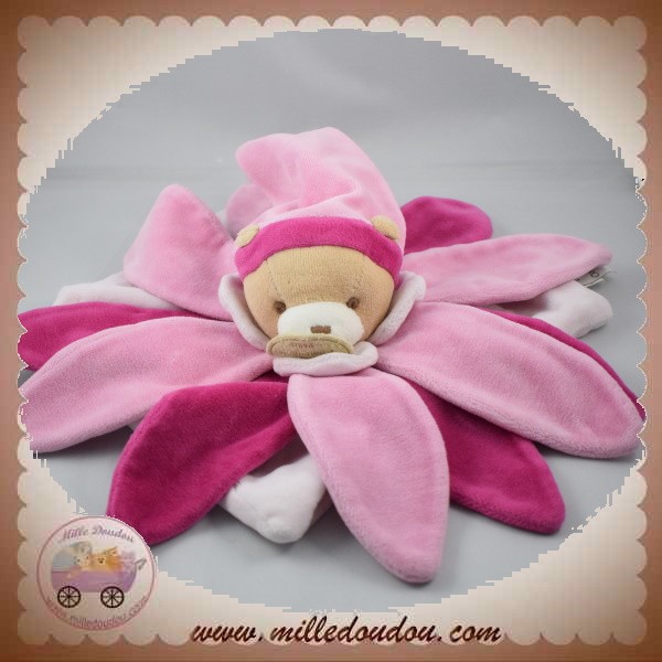 Doudou plat pétales Minnie blanc rose mouton DISNEY BABY