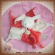 BABYNAT SOS DOUDOU LAPIN ECRU PLAT ETOILE ROUGE ROSE