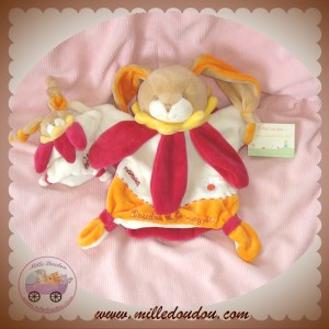 DOUDOU ET COMPAGNIE LAPIN BEIGE ZORA MARIONNETTE FLEUR BEBE 9