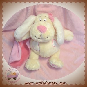 ANNA CLUB PLUSH SOS DOUDOU CHIEN ECRU MOUCHOIR ROSE