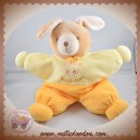 NOUNOURS DOUDOU LAPIN BEIGE QUASI PLAT JAUNE ORANGE SOS